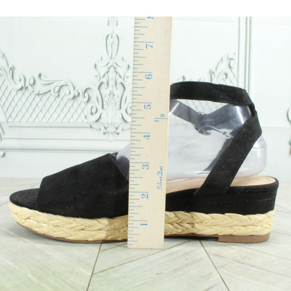 Lane Bryant Black Suede Ankle Strap Espadrille Platform Sandals Size 9 Wide - Picture 6 of 10